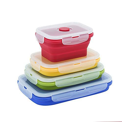 AMI PARTS yagote 4 pcs collapsible food storage containers with lids lunch  box bento box for kitchen pantry organization microwave freeze