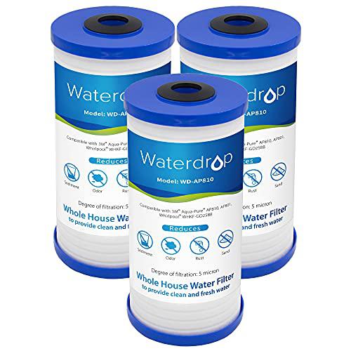 Lustaled waterdrop ap810 5 micron whole house water filter, compatible with 3m aqua-pure ap810, ap801, ap811, whirlpool whkf-gd25bb, pac
