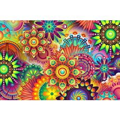 aberdomic 1000 piece jigsaw puzzles, vivid color psychedelic mandala floral patterns pieces puzzle for adults teen kids, diff