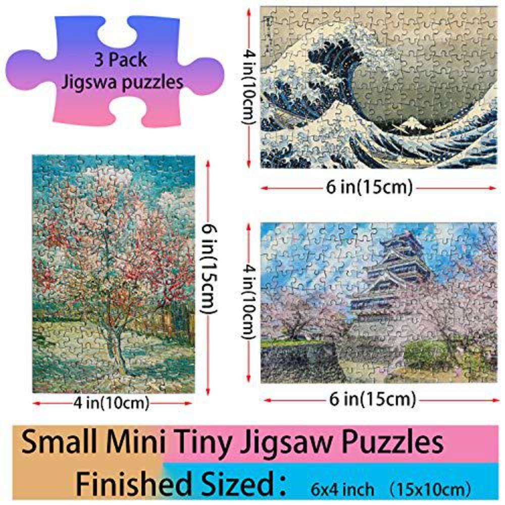 BJscoe small jigsaw puzzles for adults 150 pieces mini jigsaw puzzles challenging sakura castle ukiyoe sea wave tiny jigsaw puzzles 