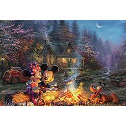 Ceaco Thomas Kinkade The Disney Collection Mickey and Minnie Sweetheart Campfire Jigsaw Puzzle, 750 Pieces