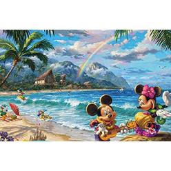 ceaco 750 piece thomas kinkade the disney collection - mickey and minnie in hawaii jigsaw puzzle, kids and adults