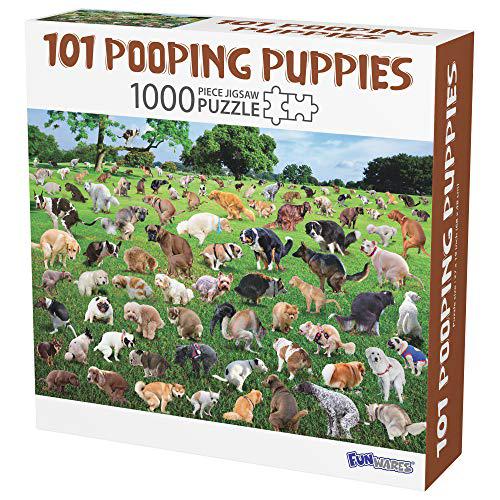 FunWares 1000 piece puzzle, 101 pooping puppies, dogs pooping puzzle