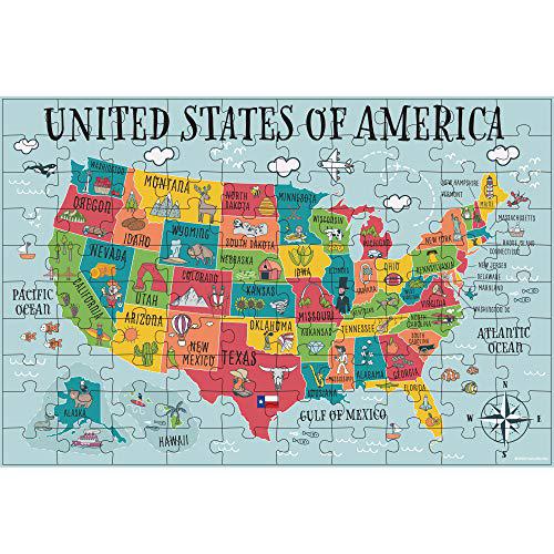 HomeWorthy children's usa map puzzle 100 pieces - educational puzzle for  boys and girls, kids puzzles ages 4-8, thick 100 piece puzzles