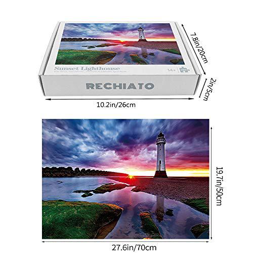 RECHIATO jigsaw puzzles 1000 pieces for adults sunset lighthouse educational fun game intellectual decompressing interesting puzzle