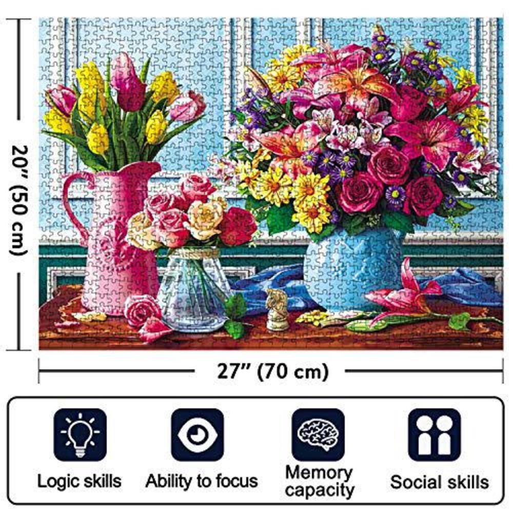 RECHIATO jigsaw puzzles 1000 pieces for adults flower bouquet educational fun game intellectual decompressing interesting puzzle