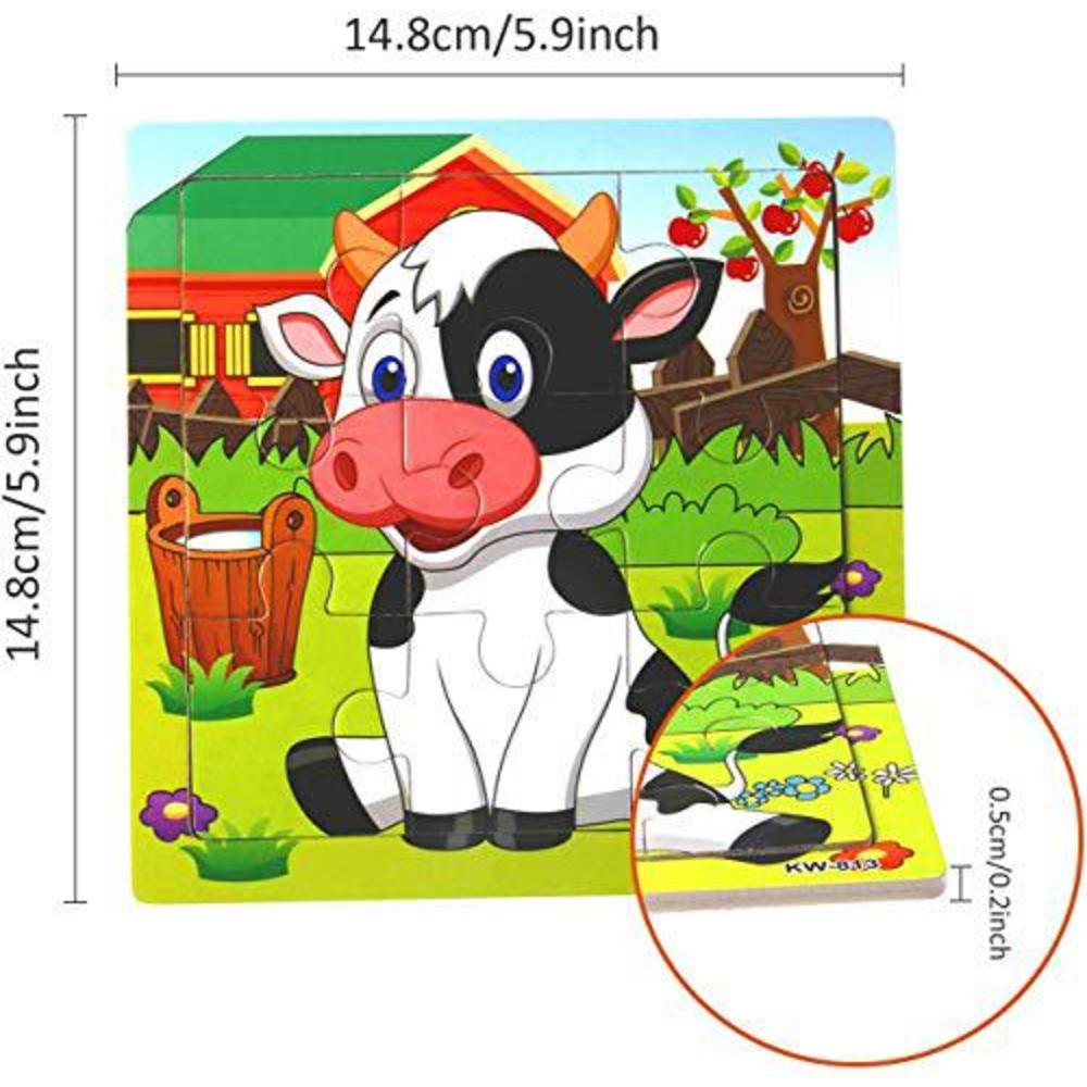 sannix 12 pack jigsaw puzzles for toddlers wooden animals jigsaw puzzles 9 pcs with 12 organize bags for kids ages 2 3 4 5 pr