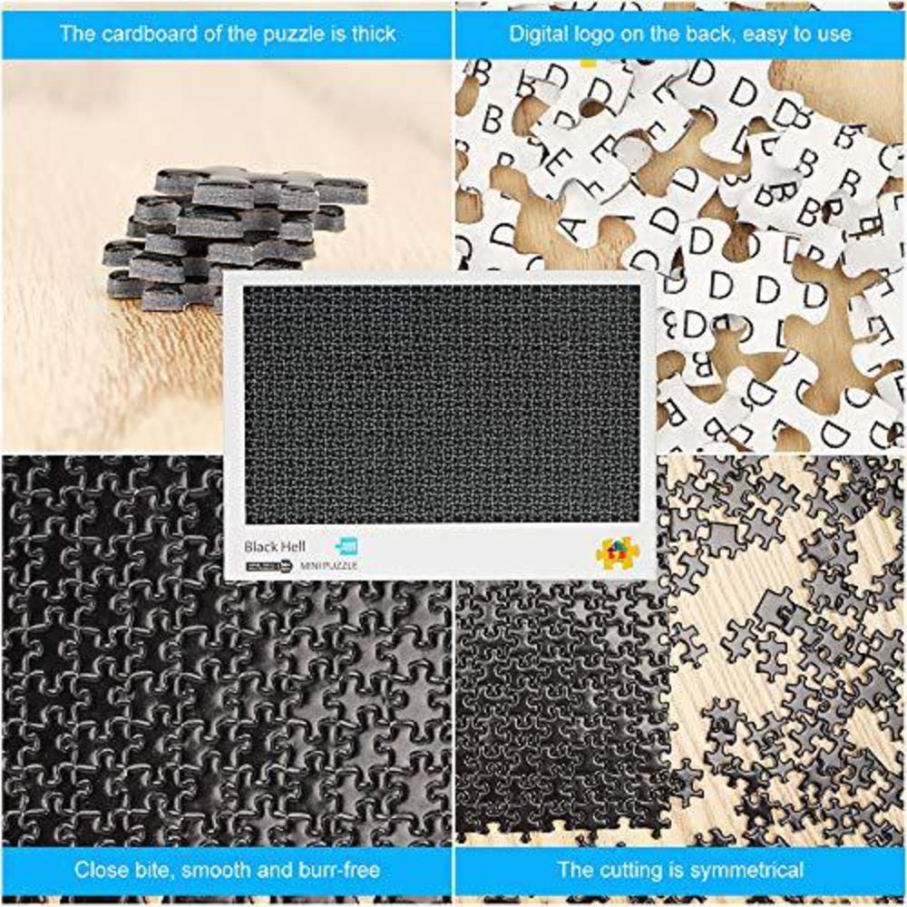 tinyouth 1000 pieces all black puzzle for adults, 42cmx29.7cm black hell jigsaw puzzles, 2mm mini cardboard puzzle - family p