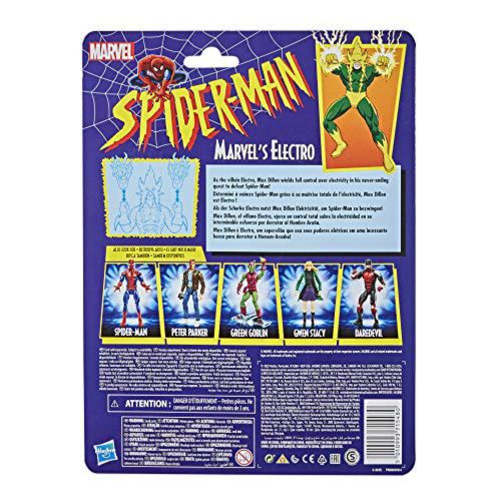 spider-man hasbro marvel legends series 6-inch collectible marvel?s electro action figure toy retro collection