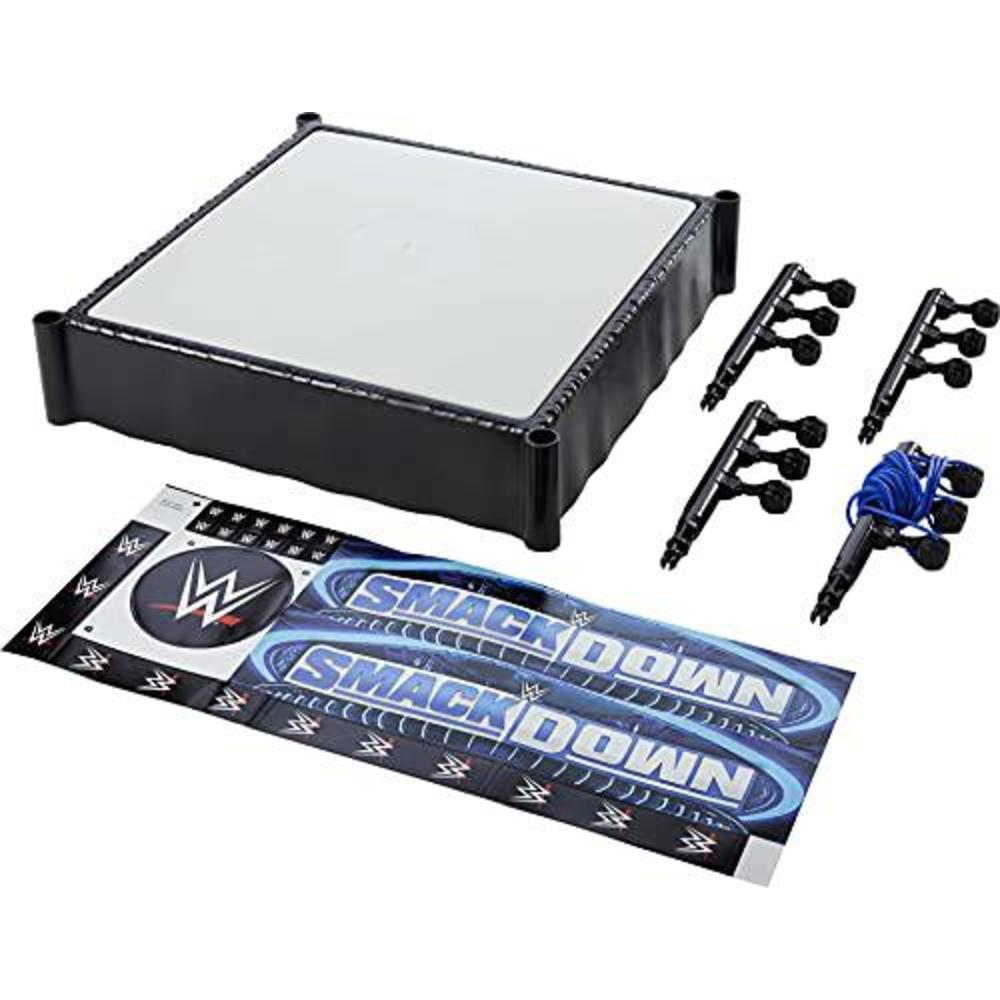 wwe smackdown superstar ring 14 in with springloaded mat and real flex ropes for action figures gift for ages 6 years old and