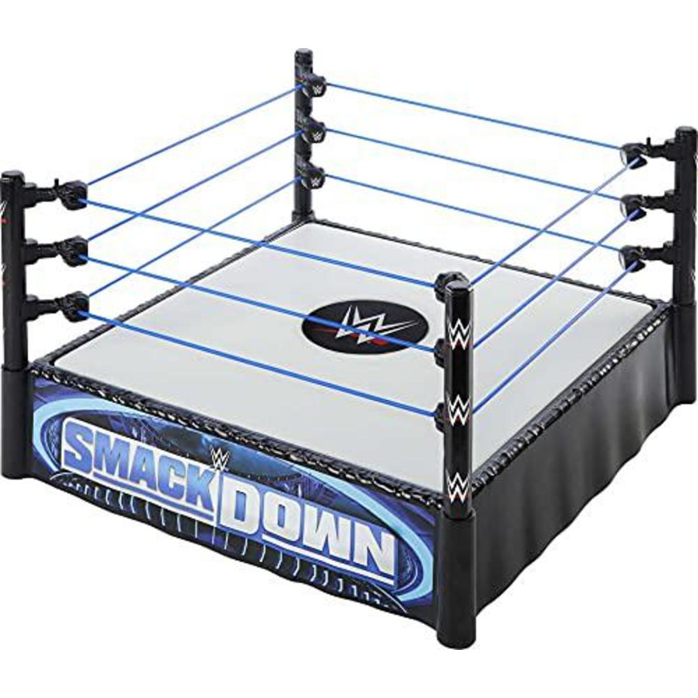 wwe smackdown superstar ring 14 in with springloaded mat and real flex ropes for action figures gift for ages 6 years old and
