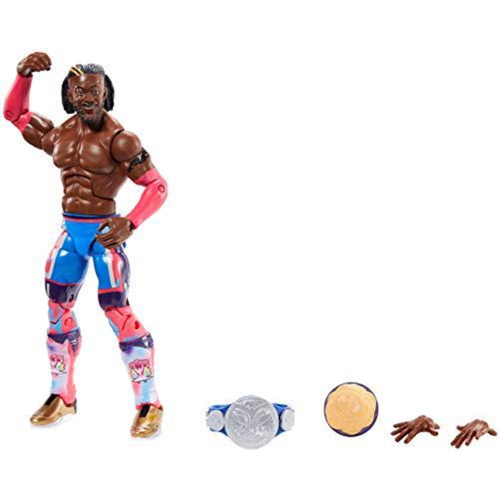 wwe mattel kofi kingston elite series #78 deluxe action figure with realistic facial detailing, iconic ring gear & accessorie