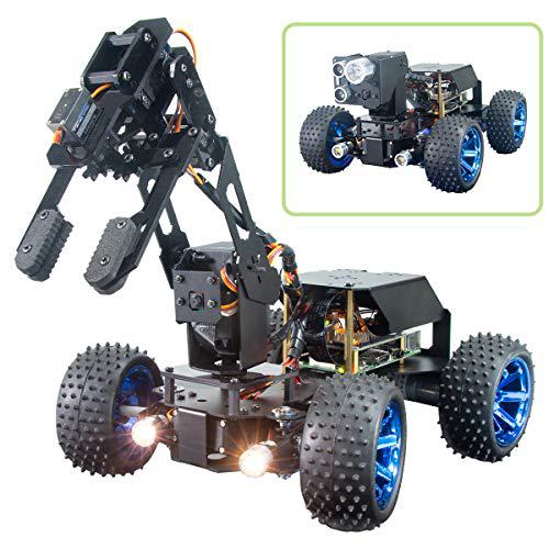 adeept picar-pro raspberry pi smart robot car kit programming 2-in-1 4wd car robot with 4-dof robotic arm,electronic diy robo