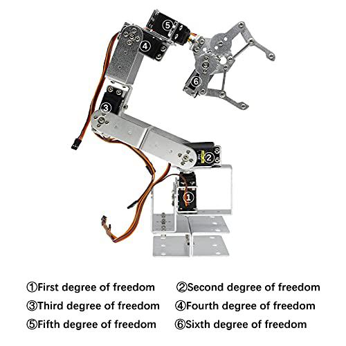 diymore silver rot3u 6dof aluminium robot arm mechanical robotic clamp claw kits for arduino(unassembled parts without servos