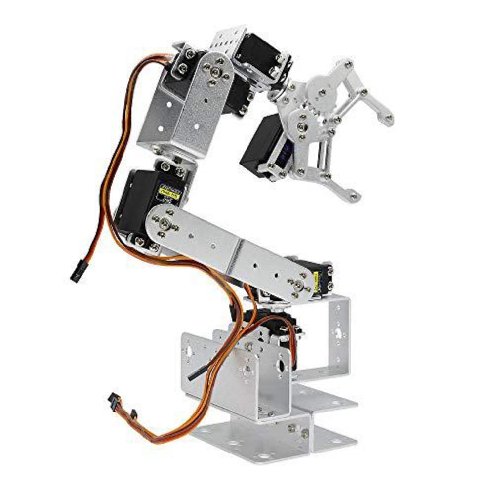 diymore silver rot3u 6dof aluminium robot arm mechanical robotic clamp claw kits for arduino(unassembled parts without servos