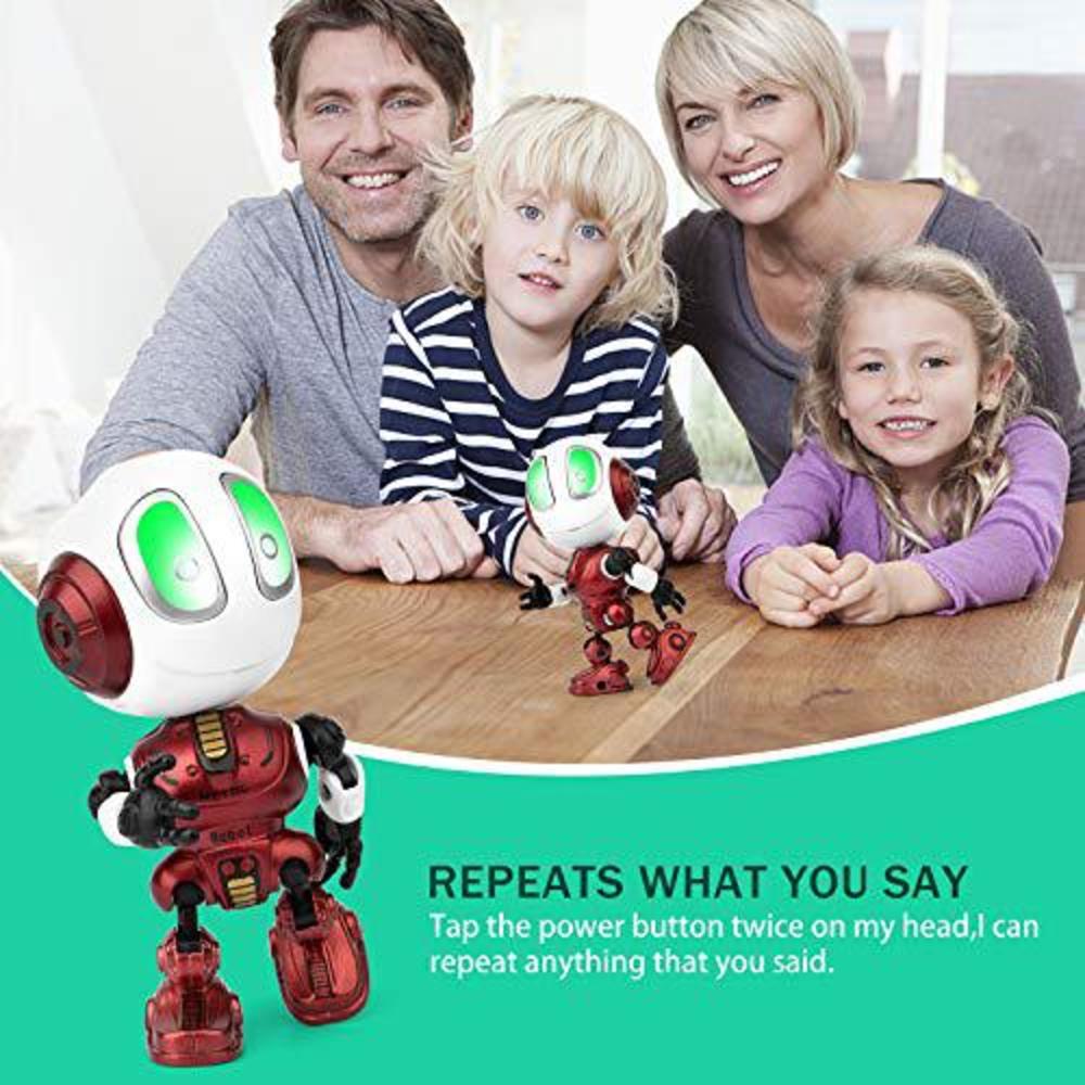 sopu 2021 new rechargeable robot toys metal mini talking robot with repeats waht you say, colorful flashing lights and cool s