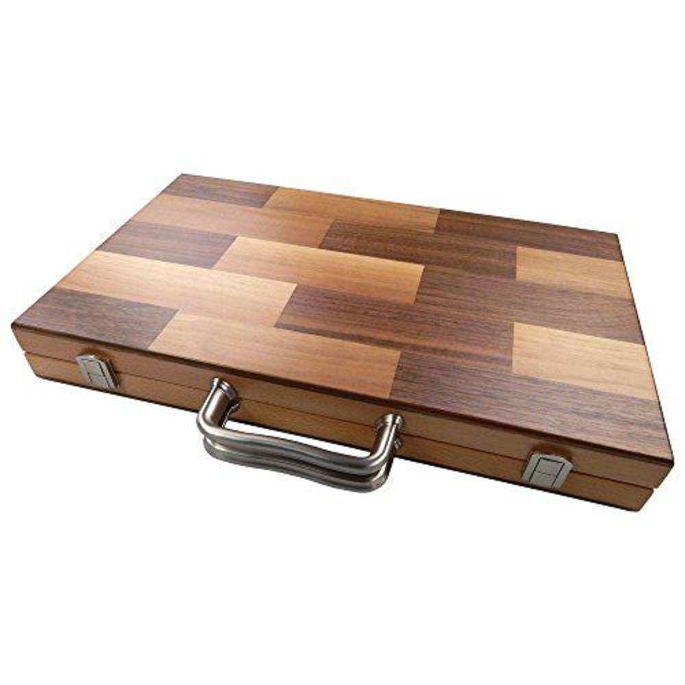 Best Chess Set duboce inlaid walnut, beech, sapele, and bass wood backgammon board game, large 17 inch set