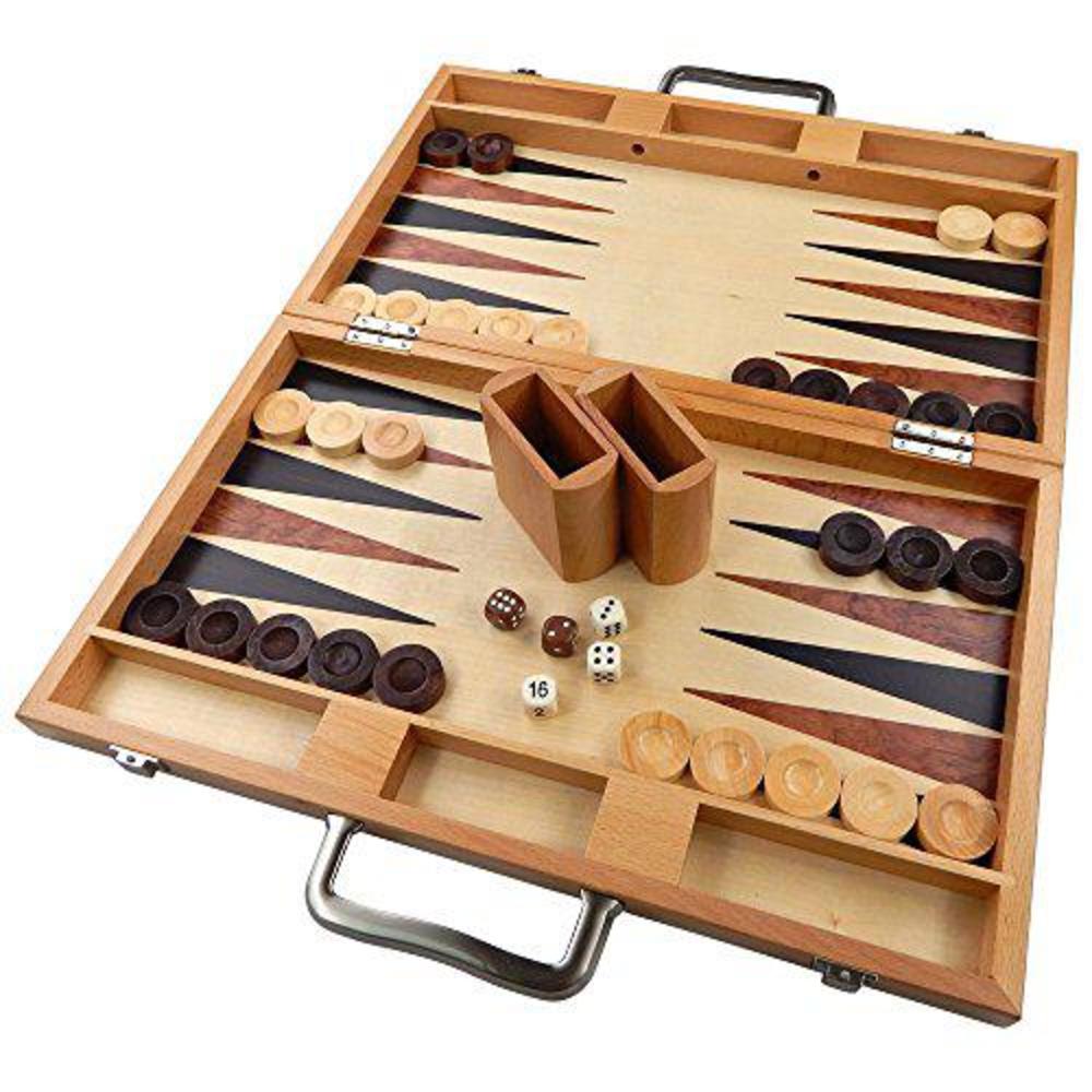 Best Chess Set duboce inlaid walnut, beech, sapele, and bass wood backgammon board game, large 17 inch set