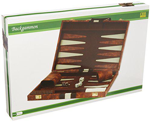 chh 18" brown and white backgammon set