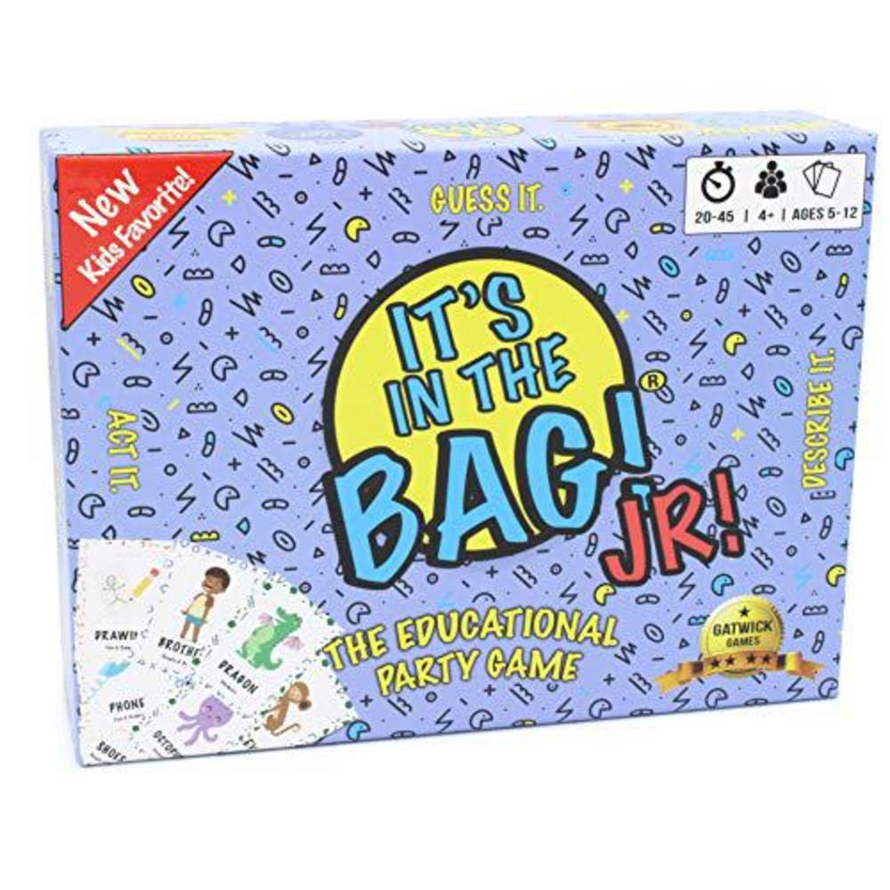 Gatwick Games it's in the bag! jr. - a charades game for kids and family! - interactive picture charades board games for family night, boar