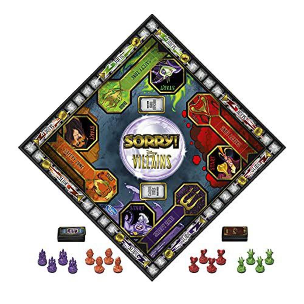 hasbro gaming sorry! board game: disney villains edition kids game, family games for ages 6 and up ( exclusive)