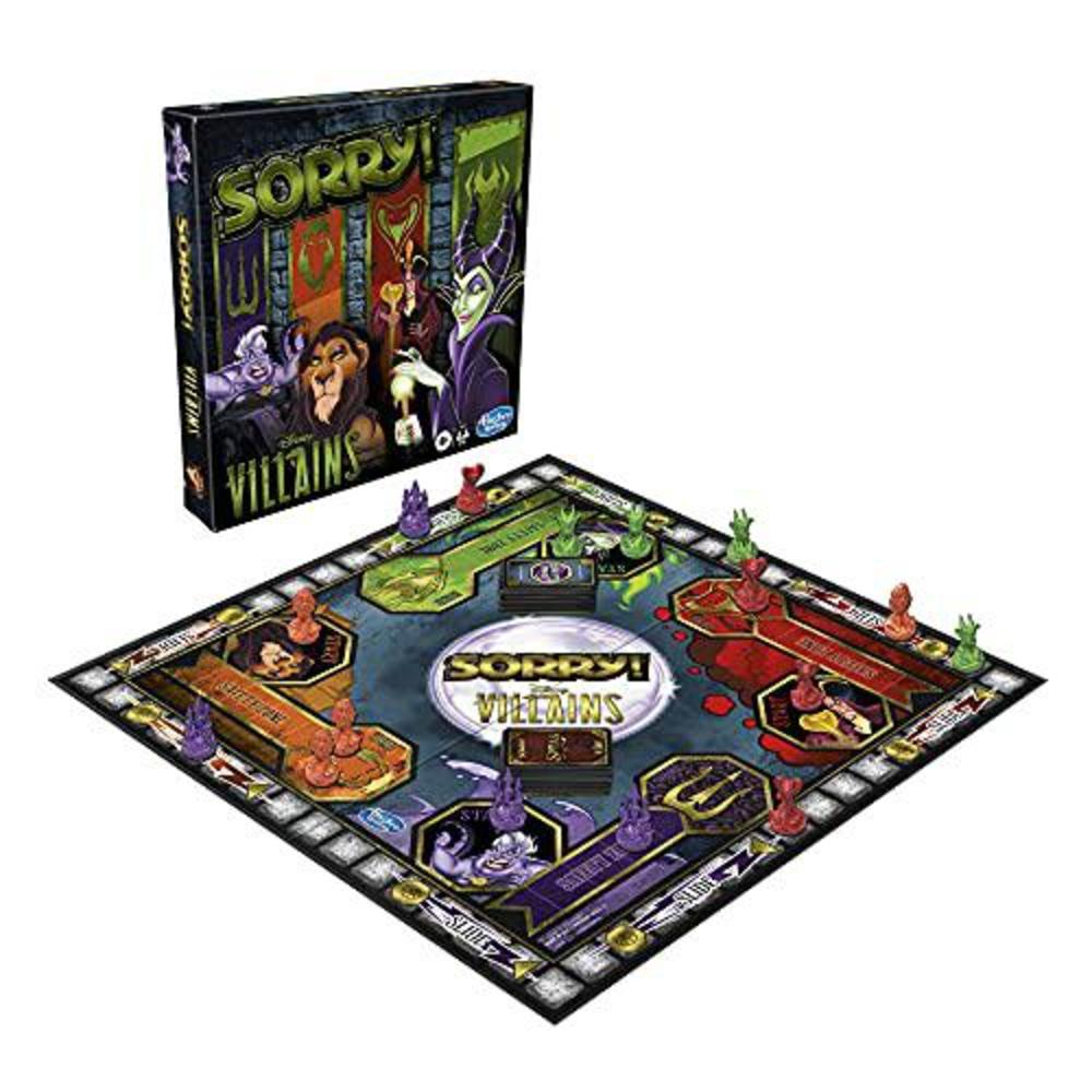 hasbro gaming sorry! board game: disney villains edition kids game, family games for ages 6 and up ( exclusive)