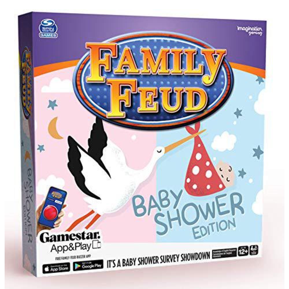 Imagination Gaming family feud baby shower edition card game, fun questions great for party, 150 question cards, 50 fast money cards, play with 