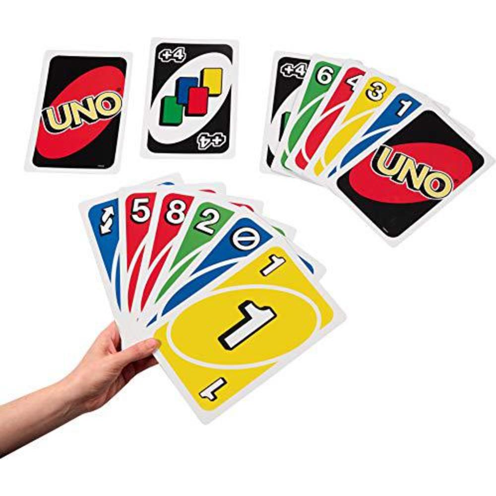 mattel games giant uno family card game with 108 oversized cards and instructions, great gift for kids ages 7 years and older