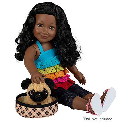 Adora Dolls adora amazing pets preston the brown pug - 18 doll accessory includes 4.5 dog, dog bed, collar, leash, ball, wooden bowl and 