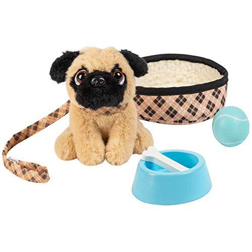 Adora Dolls adora amazing pets preston the brown pug - 18 doll accessory includes 4.5 dog, dog bed, collar, leash, ball, wooden bowl and 