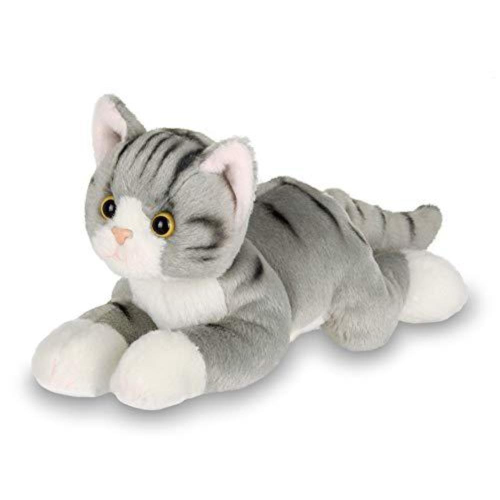 Bearington Collection bearington lil' socks small plush stuffed animal gray striped tabby cat, kitten 8 inch