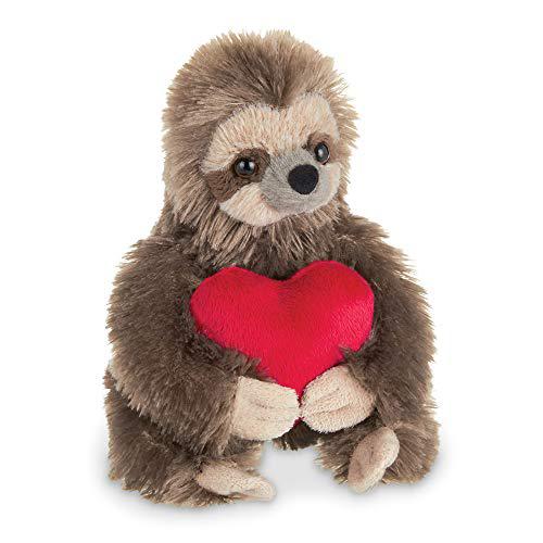 Bearington Collection bearington lil' simon love plush sloth stuffed animal with heart, 6.5 inches