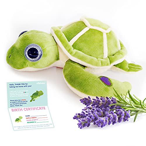 infloatables turtle stuffed animal - balmy buddies microwavable french  lavender scented plush turtle - heat-activated color-c