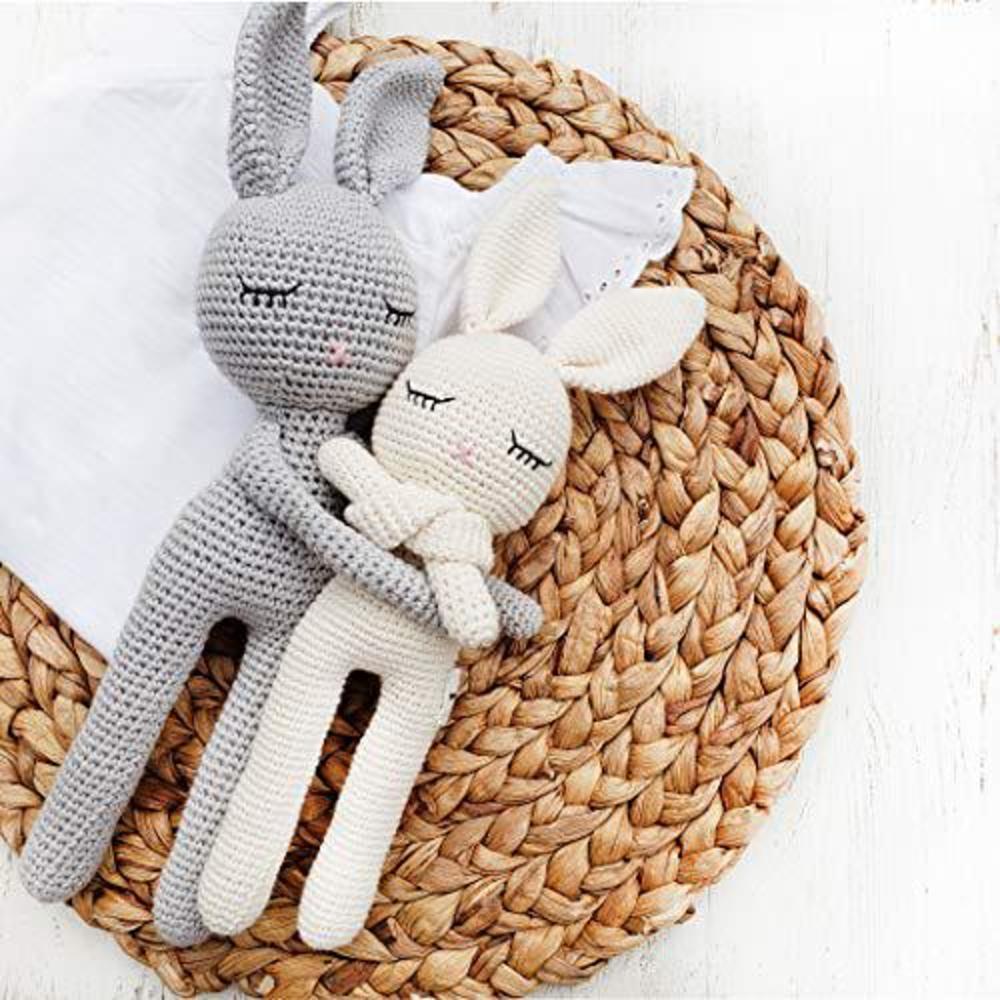 mali wear natural crochet bunny rattle "sleepy head bunny" toy doll for baby first stuffed animal friend amigurumi crochet sleeping bud