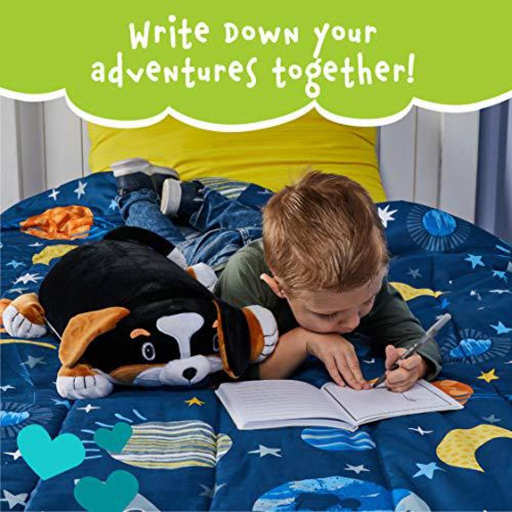 memory mates bernie the bernese dog memory foam pillow plush with kid's diary that stores in belly pocket, 15? stuffed animal