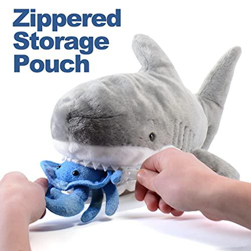 prextex 15-inch plush shark with 5 piece soft stuffed sea animals includes stuffed octopus, crab, turtle, stingray, and blue 