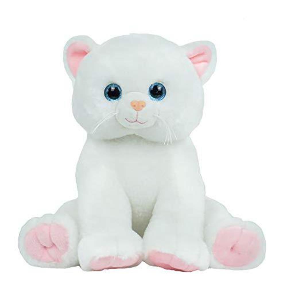 Stuffems Toy Shop record your own plush 16 inch happy white cat - ready to love in a few easy steps