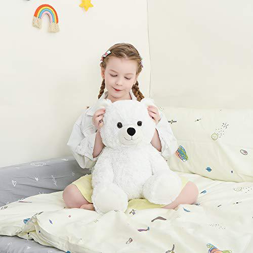 tezituor teddy bear stuffed animals 18inch, small teddy bear cute plush bear for kid girl boy (white)