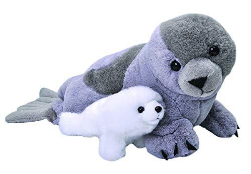 Wild Republic wild republic mom and baby harp seal, stuffed animal, 14  inches, gift for kids, plush toy, fill is spun recycled water bottle