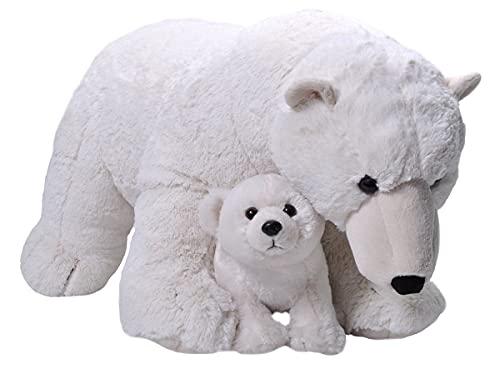 wild republic jumbo mom and baby polar bear, stuffed animal, 30 inches,  gift for kids, plush