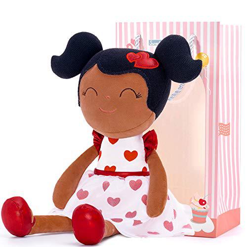 gloveleya dolls baby girl gifts soft first baby doll plush doll dark brown 16 inches with gift box