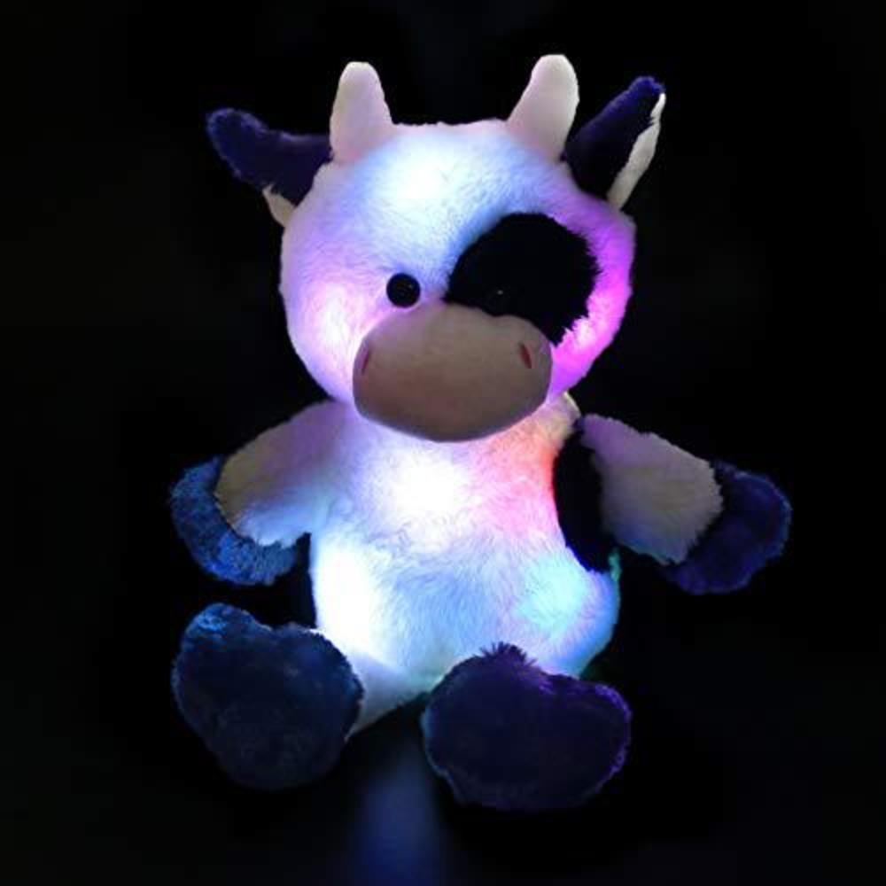 glow guards 15?? light up stuffed dairy cow soft plush toy with led night lights adorable glow farm animal birthday for toddl