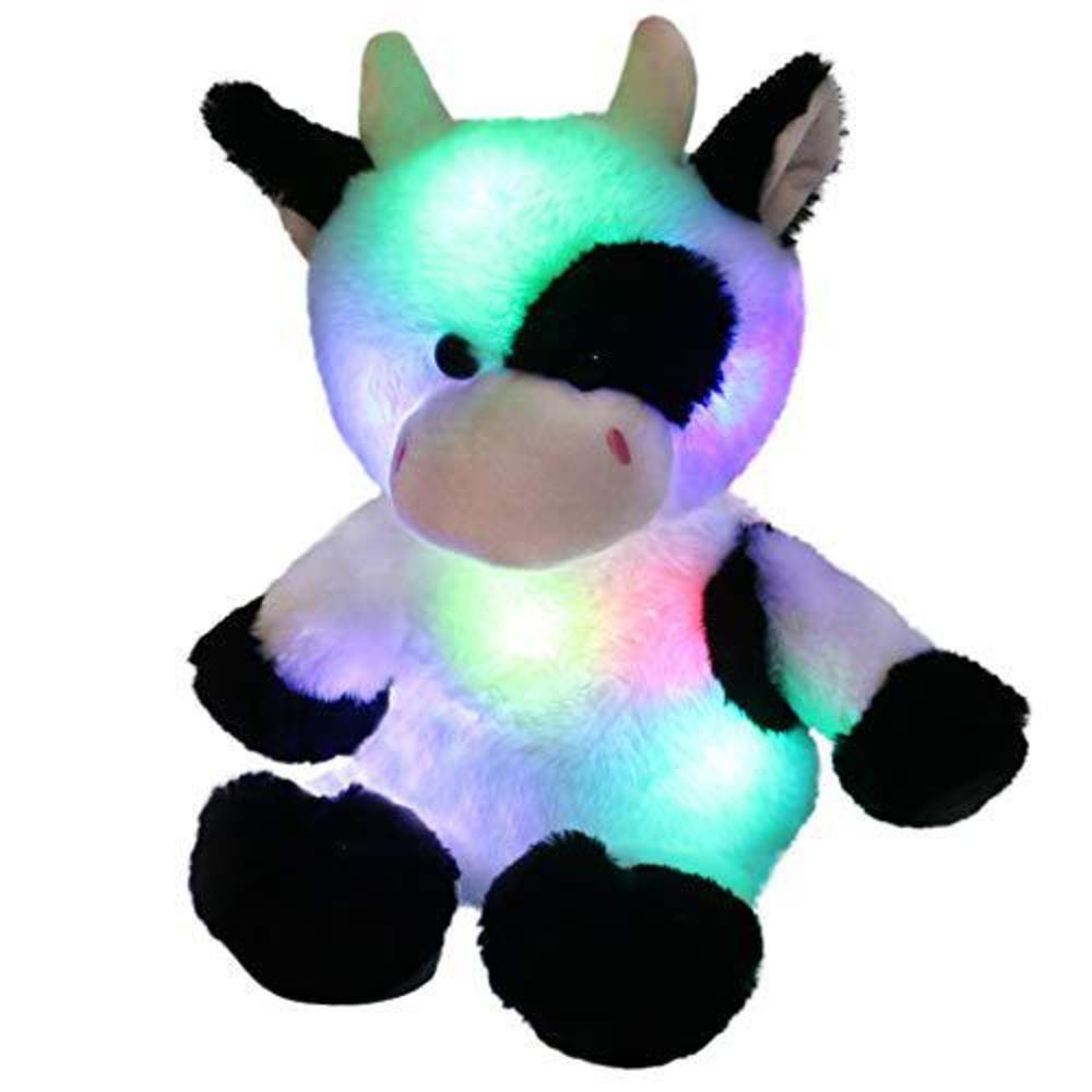 glow guards 15?? light up stuffed dairy cow soft plush toy with led night lights adorable glow farm animal birthday for toddl