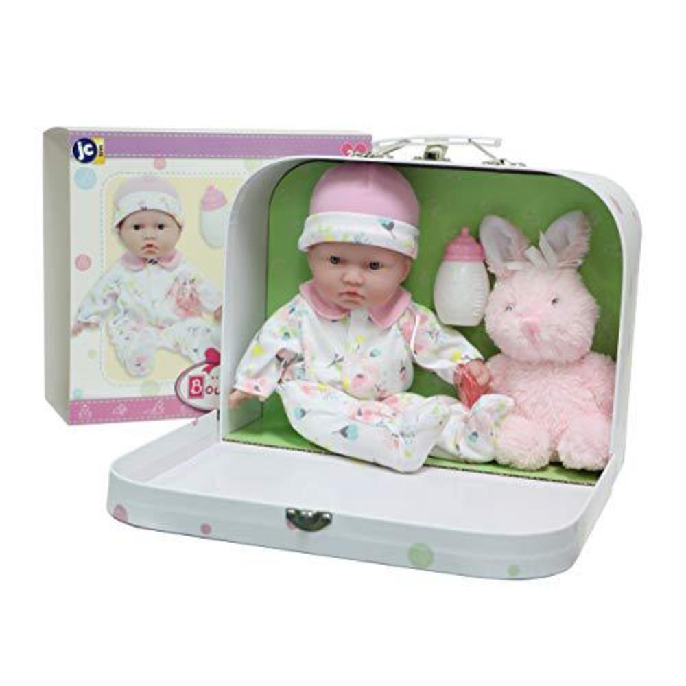 jc toys - la baby travel case gift set| caucasian 11-inch small soft body baby doll | washable | cute outfit, bottle, pacifie