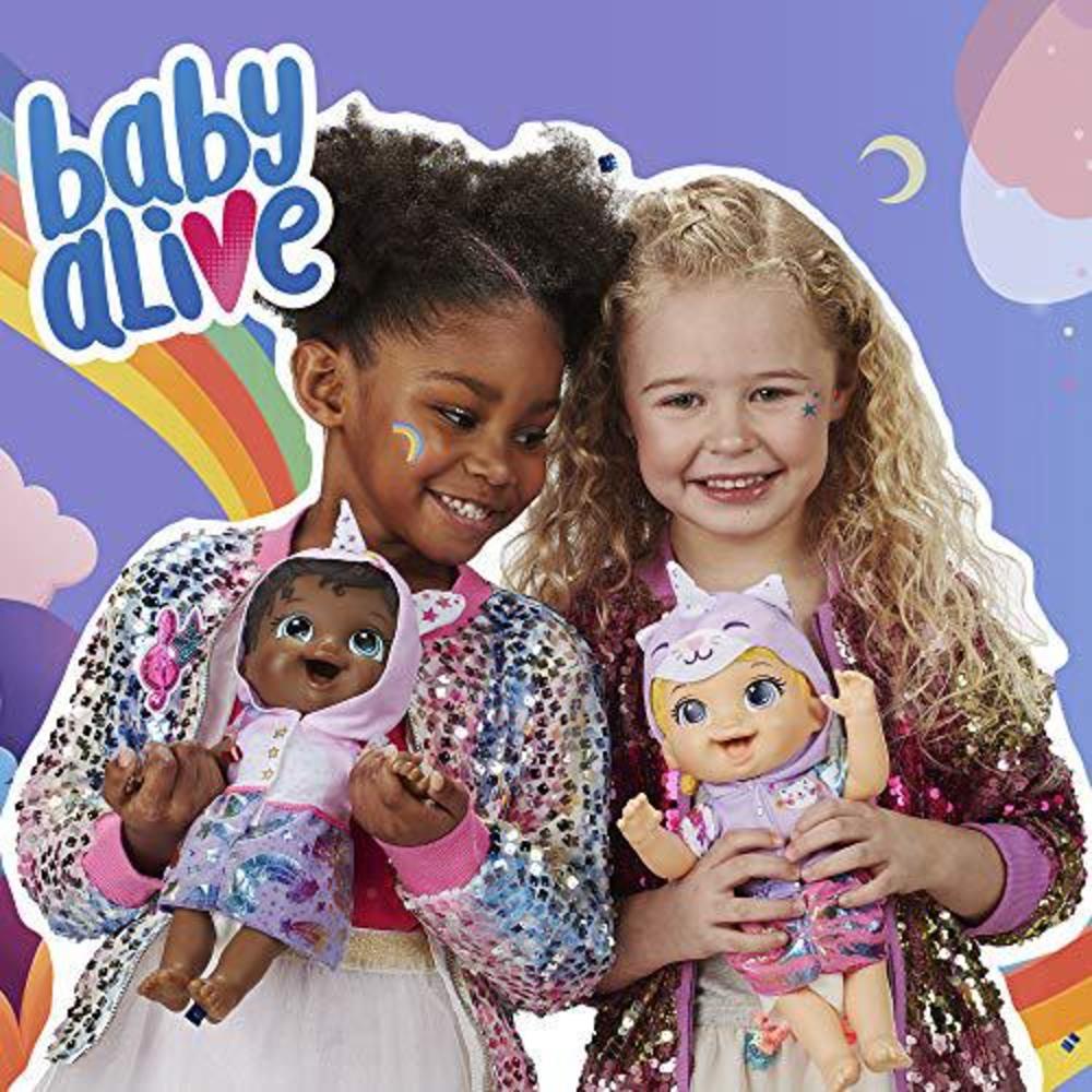 baby alive tinycorns doll, unicorn, accessories, drinks, wets, black hair toy for kids ages 3 years and up