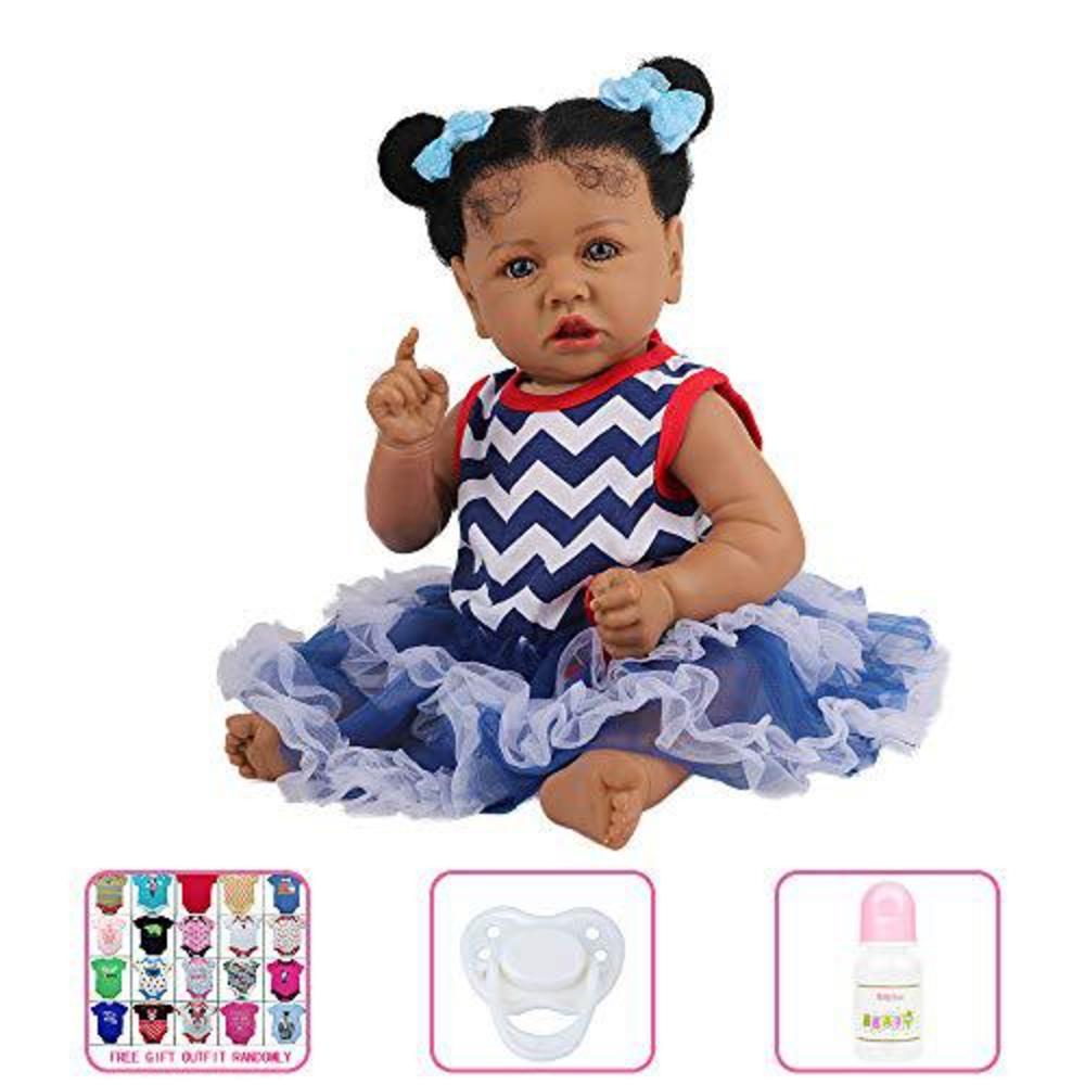 hoomai lifelike reborn baby dolls with soft body african american realistic girl doll 22.8 inch best birthday gift set