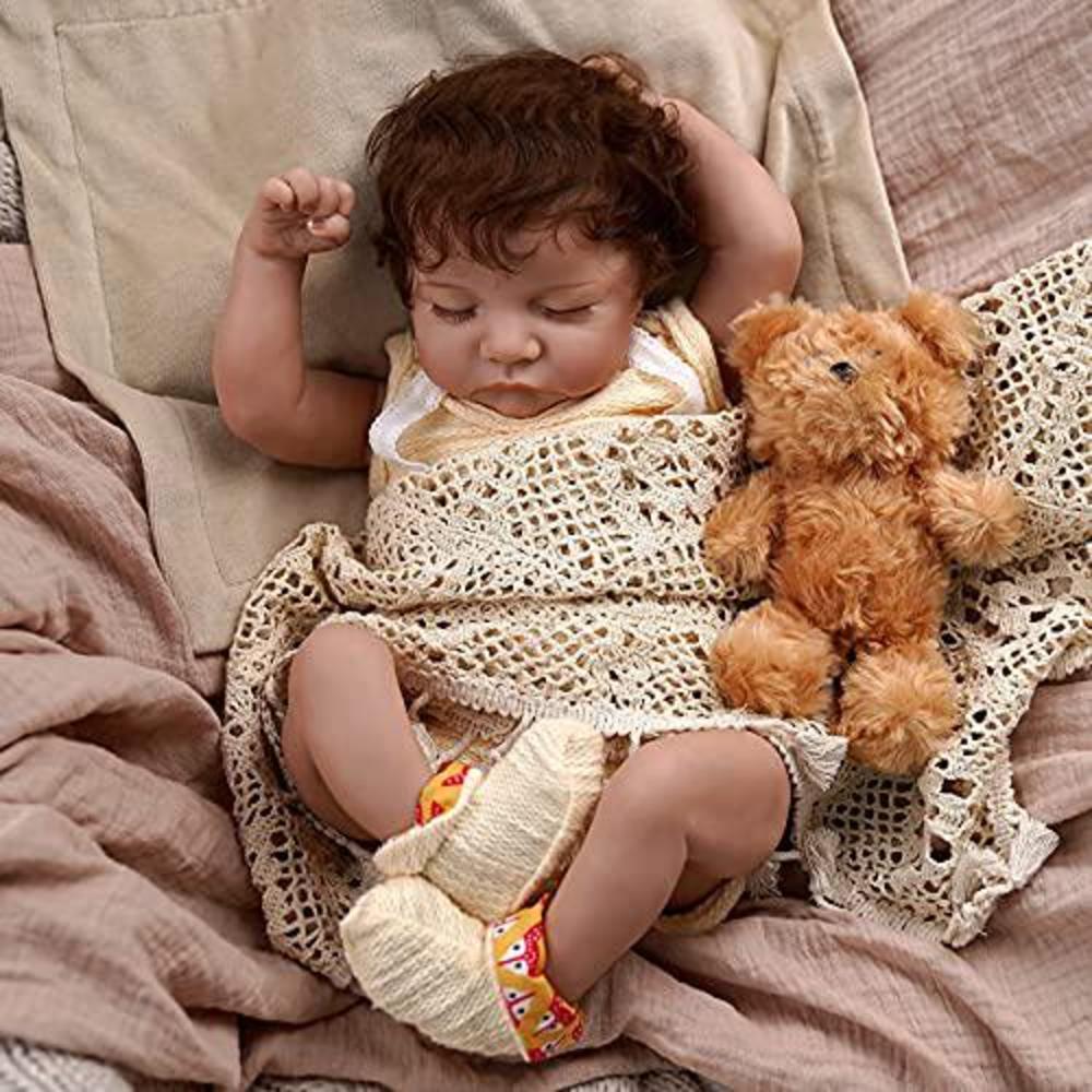 jizhi lifelike reborn baby dolls girls [washable & poseable] full vinyl body 17 inch sleeping realistic newborn baby dolls re