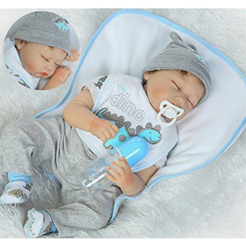 medylove sleeping reborn baby dolls boy 22inch soft vinyl silicone doll realistic real baby doll my dino outfit 55cm baby cut