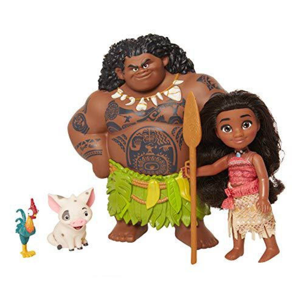 moana disney doll with maui demigod doll figure, 4 piece little petite story telling gift set for girls ages 3 and up