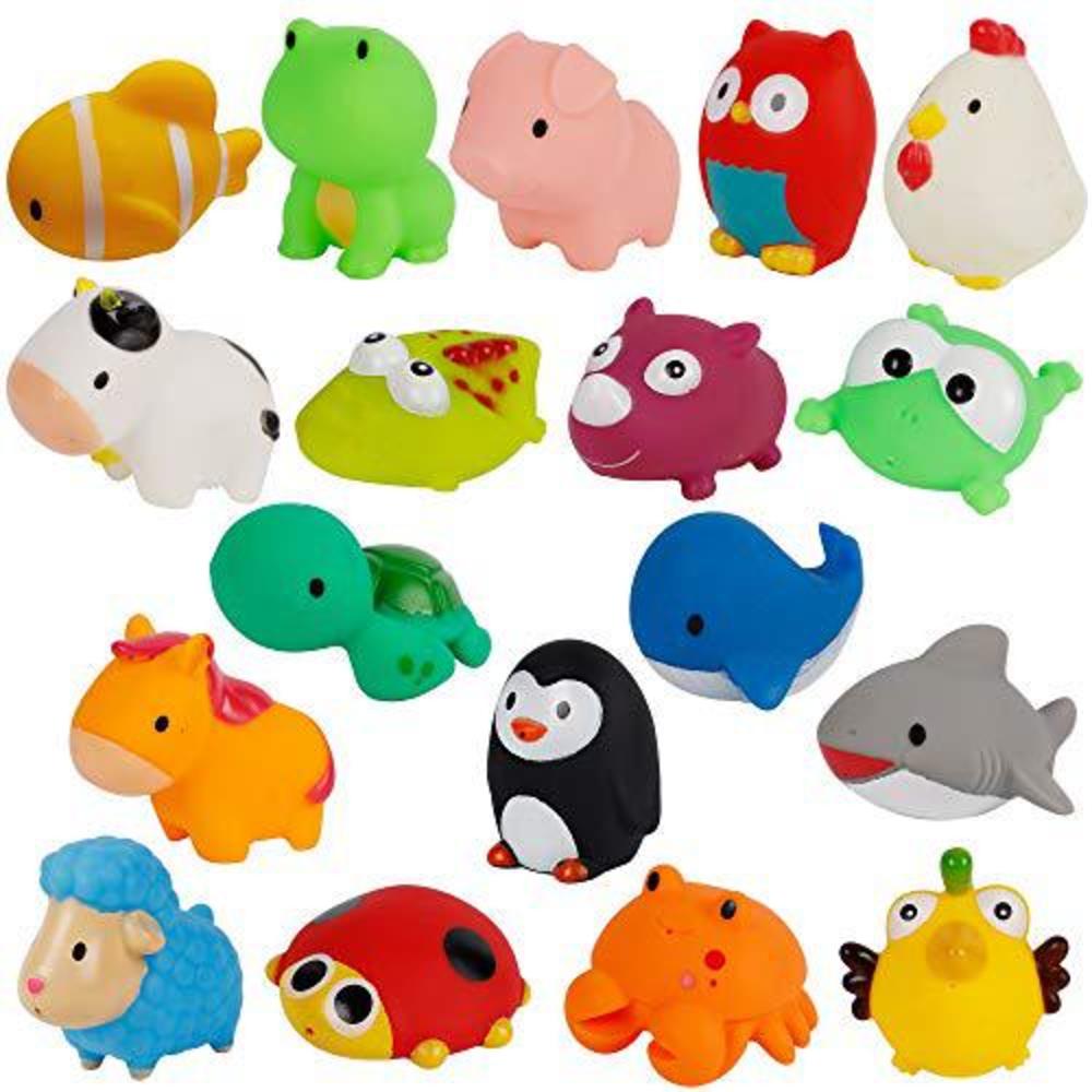 cllayees set of 18 animals bath squirters toy set for toddler, colorful assorted sea animals flower floating bathtub squirter